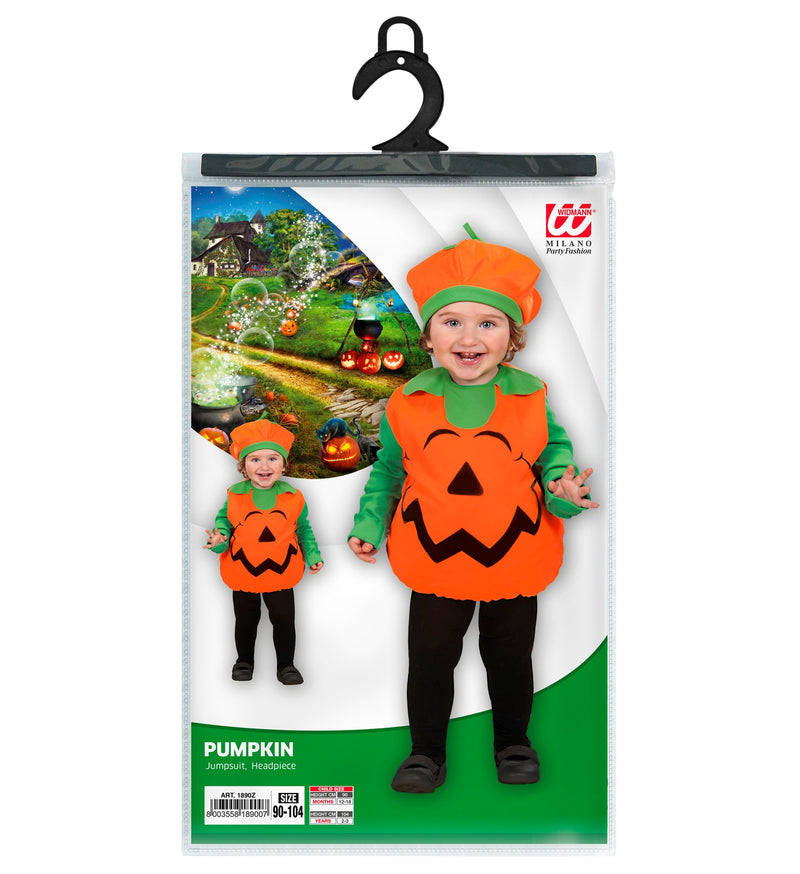Kürbis Kinderkostüm 2-tlg. | Orange - Gr. 104 - Pumpkin