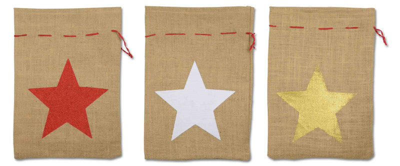 Riffelmacher Nikolaus Jutesack 25x35 cm "Stern" 19160 | Natur Rot