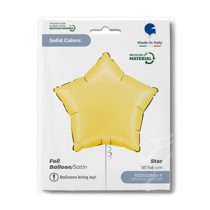 18"/Ø46cm Stern Folienballon Uni | Satin Banana Yellow