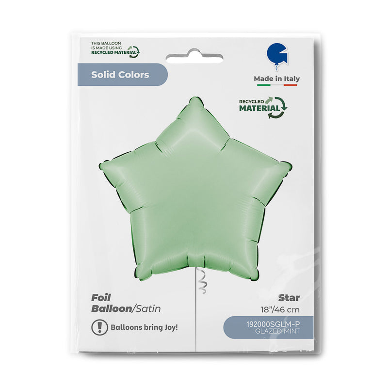 18"/Ø46cm Stern Folienballon Uni | Satin Glazed Mint