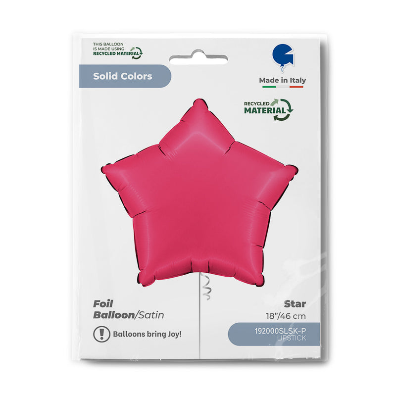 18"/Ø46cm Stern Folienballon Uni | Satin Lipstick