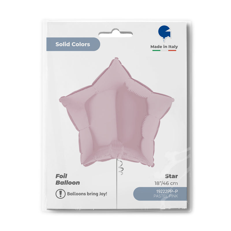 18"/Ø46cm Stern Folienballon Uni | Pastell Rosa