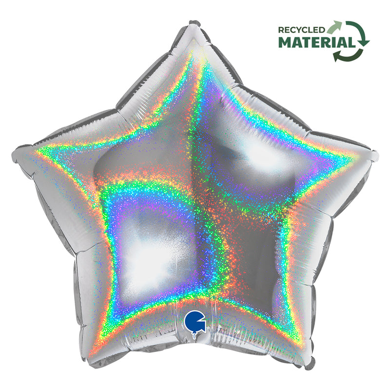 18"/Ø46cm Stern Folienballon Uni | Silber Holo