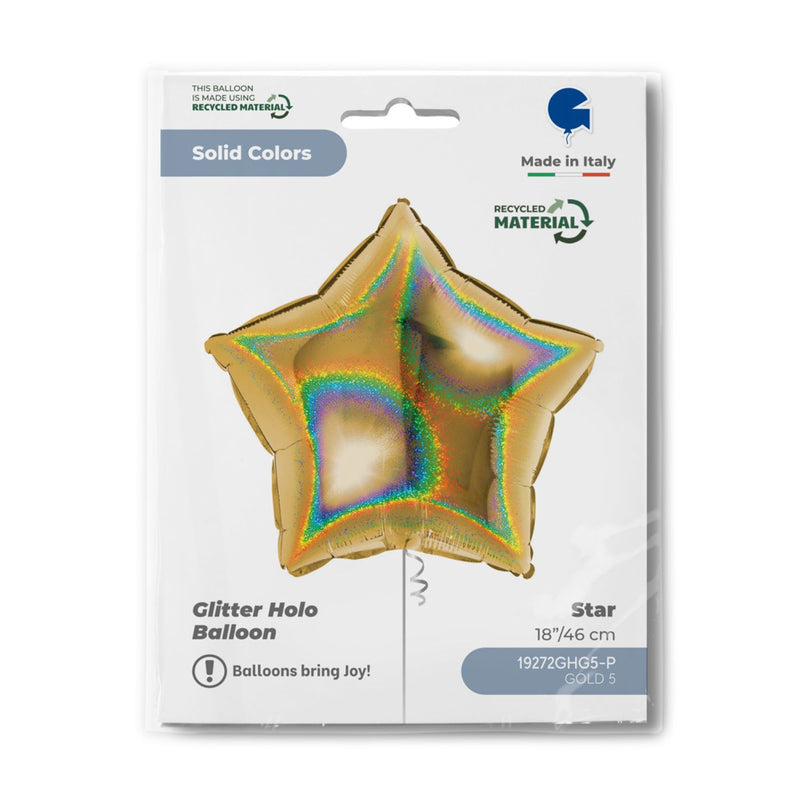 18"/Ø46cm Stern Folienballon Holo | Gold5