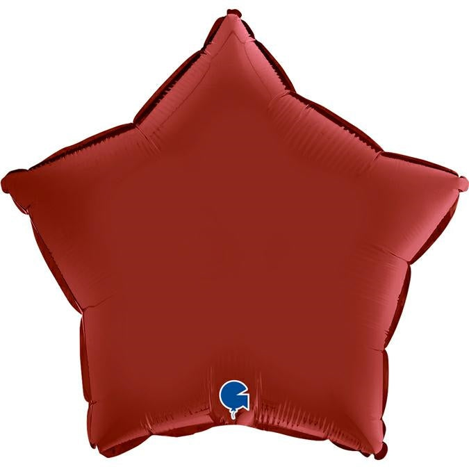 ABC18 Stern Folienballon Uni | Ø 46 cm Satin Rubin Rot