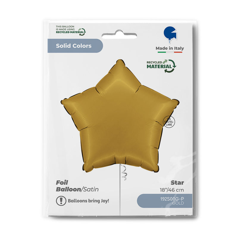 18"/Ø46cm Stern Folienballon Uni | Gold Satin
