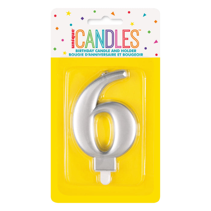 Kerzenzahl Silber #6