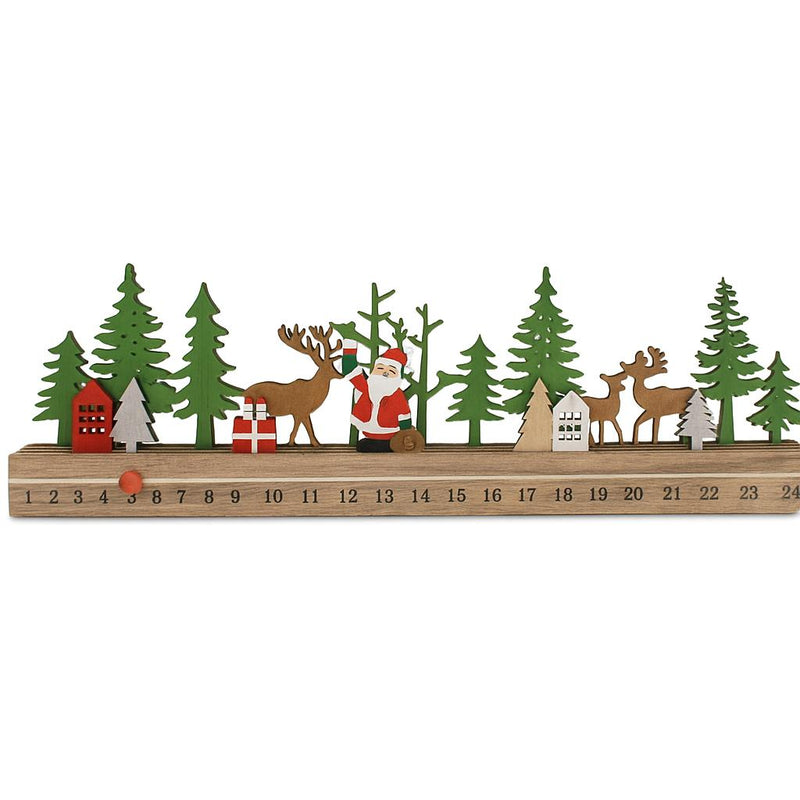 Riffelmacher Weihnachtskalender Zeitstrahl | Holz | Weihnachtslandschaft | 40 x 3,6 x 12 cm | Deko Adventskalender zum Schieben | 19679