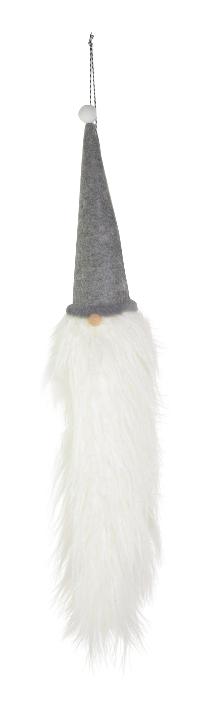 Wichtel zum Hängen mit langem Bart | Weiß Grau | 7×67 cm | 19921