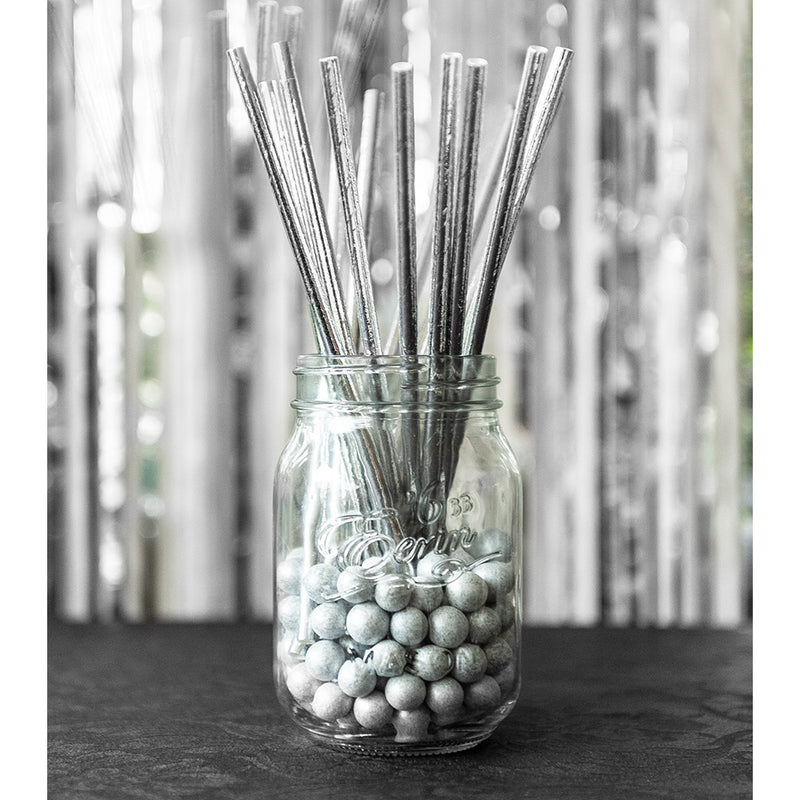 Papierstrohhalme 20 Trinkhalme - 20 cm | Silber