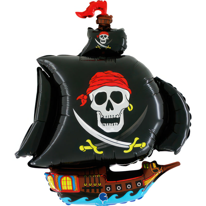29" Folienballon Lose "Piratenschiff Schwarz" | HFE (Non-Metallic)