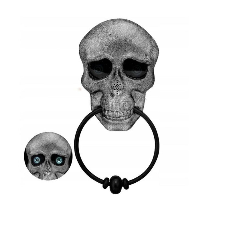 Halloween Dekofigur "Schädel Türklopfer" Animiert