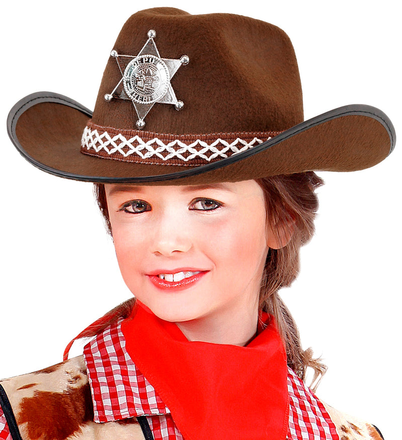 Cowboyhut mit Sheriffstern für Kinder | Braun