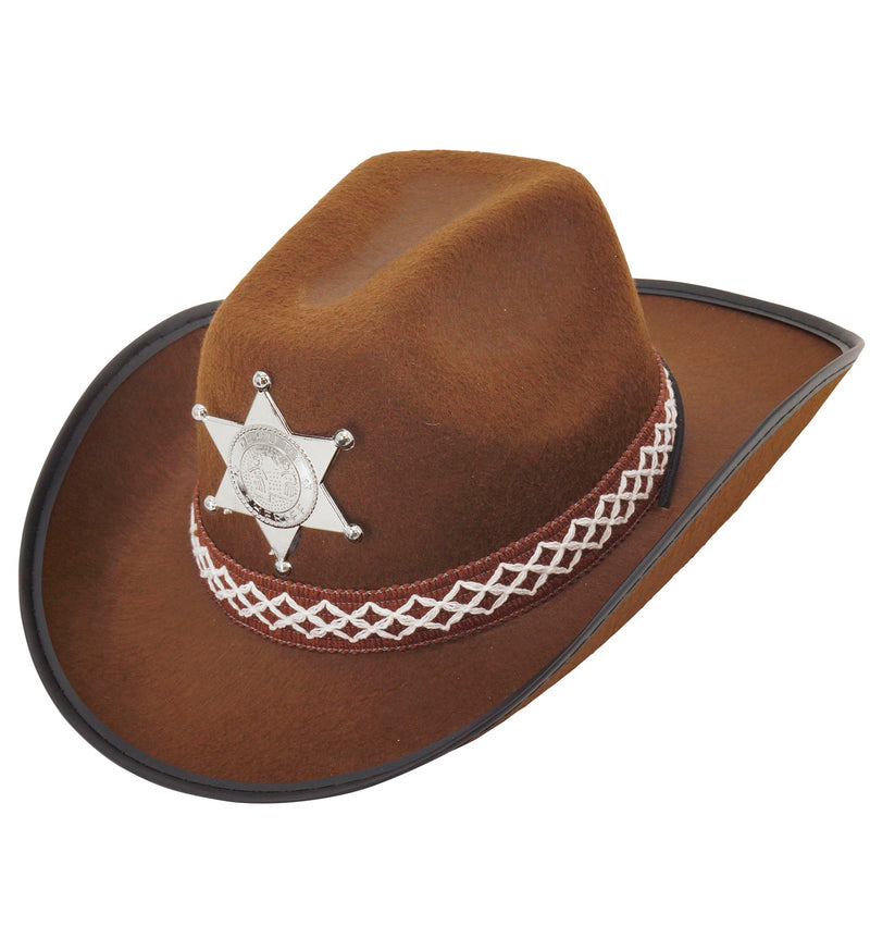 Cowboyhut mit Sheriffstern für Kinder | Braun