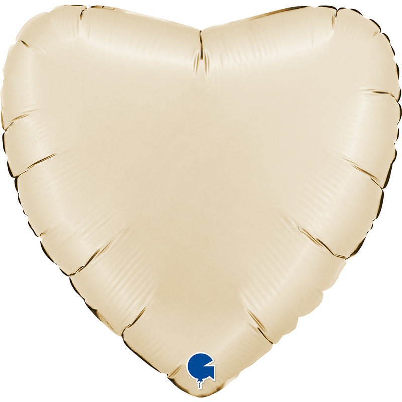ABC22 Herz Folienballon Uni | Ø 56 cm Creme Satin