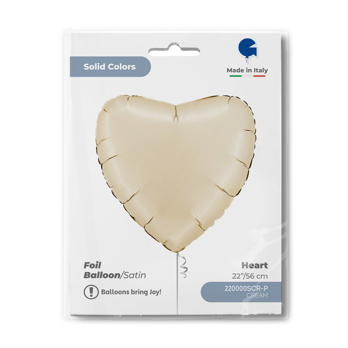 ABC22 Herz Folienballon Uni | Ø 56 cm Creme Satin