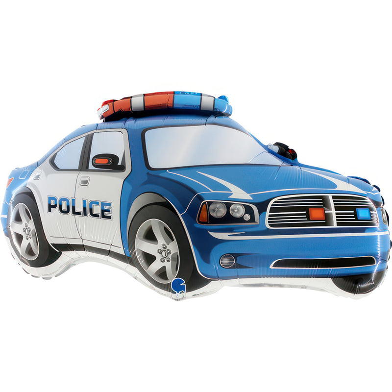 28" Folienballon Lose "Polizeiauto Blau" | HFE (Non-Metallic)