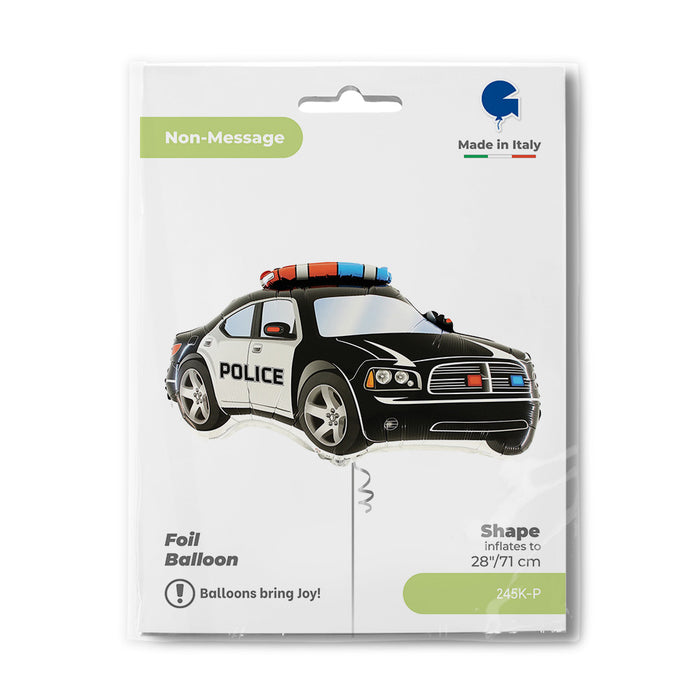 28" Shape Folienballon Lose - Polizeiauto Schwarz (Non-Metallic) | HFE