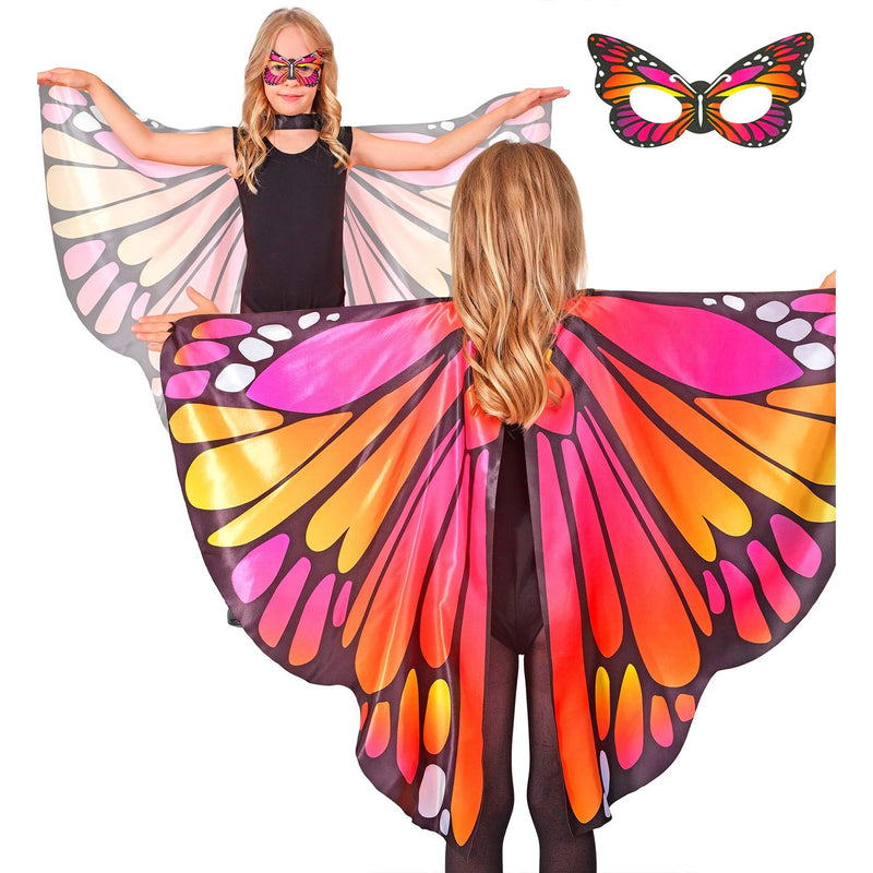 Schmetterlingskostüm Set für Kinder - Flügel und Augenmaske | Pink