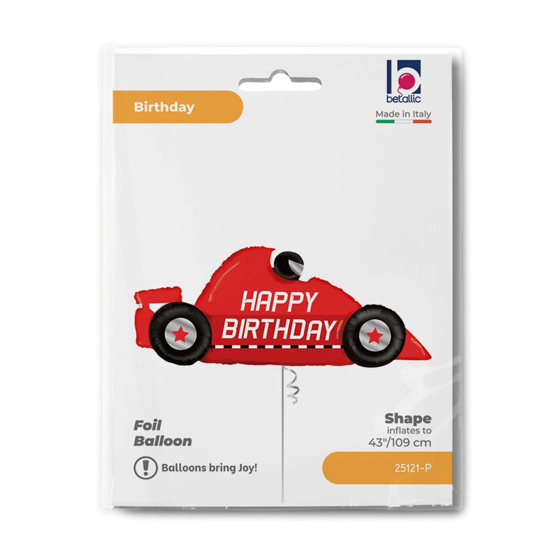 43" Folienballon Shape Rennauto Happy Birthday | 109 cm
