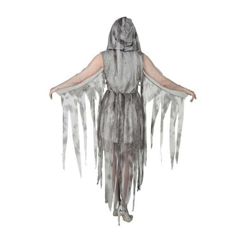 Kostüm "Ghostly Spirit in Ketten" für Damen | Kleid mit Kapuze und Kette - Grau