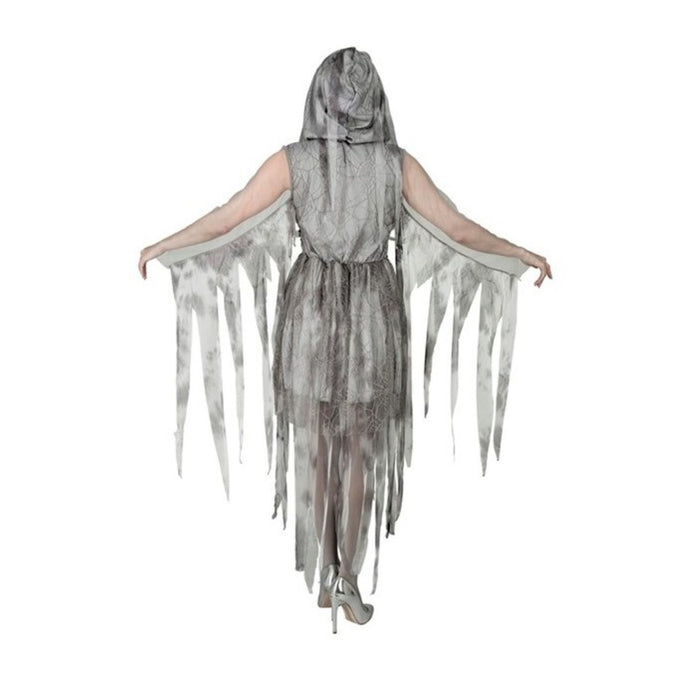 Kostüm "Ghostly Spirit in Ketten" für Damen | Kleid mit Kapuze und Kette - Grau