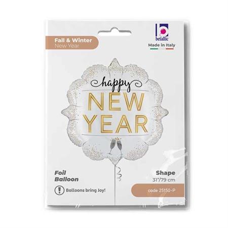 Shape Folienballon "Happy New Year" Metallic | 79 cm