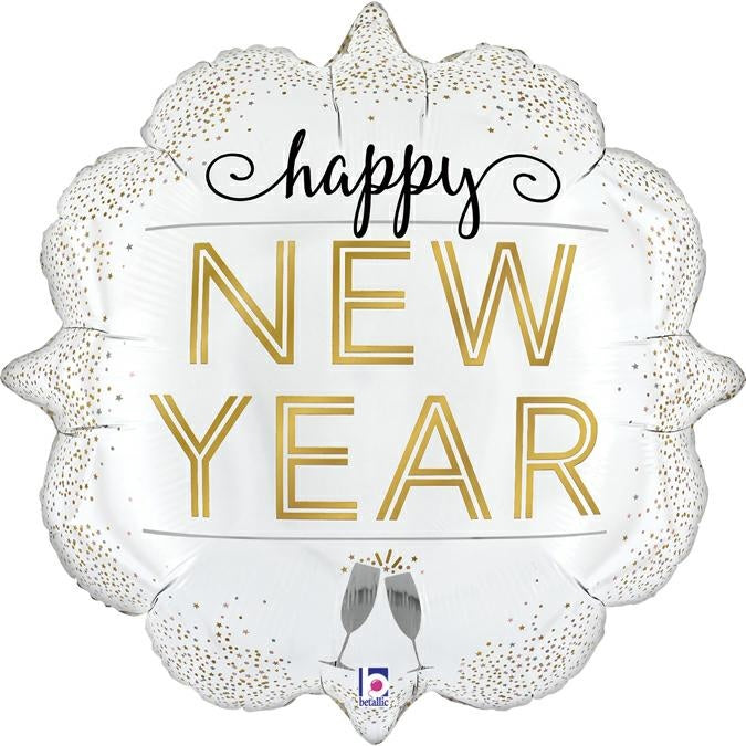 Shape Folienballon "Happy New Year" Metallic | 79 cm