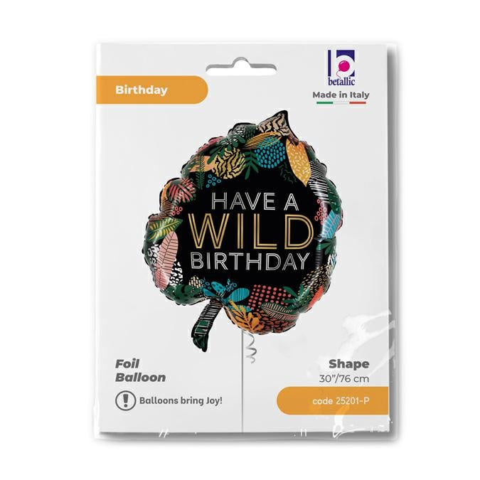 Shape Folienballon "Wild Birthday" Tropical Leaf | 76 cm