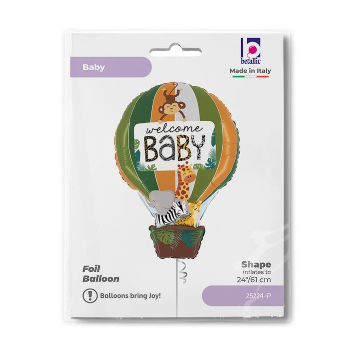 Shape Folienballon Dschungel Tiere "Welcome Baby" | 61 cm