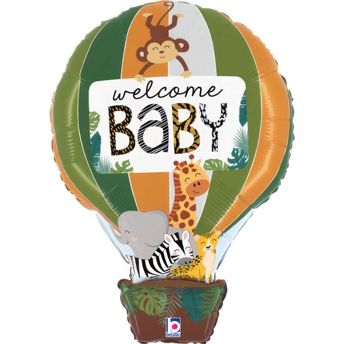 Shape Folienballon Dschungel Tiere "Welcome Baby" | 61 cm