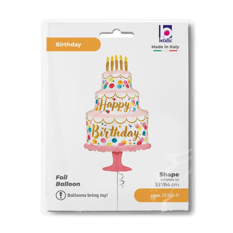 Shape Folienballon "Satin Birthday Pink Cake" | 84 cm