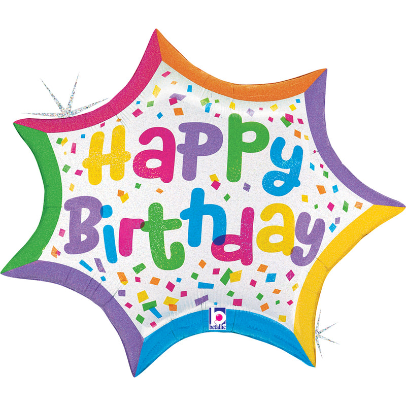 Shape Folienballon "Happy Birthday" Confetti | 69 cm