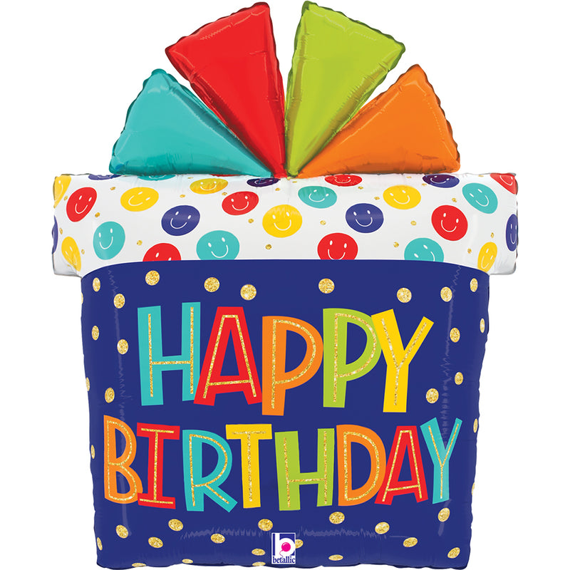 Shape Folienballon "Happy Birthday" Geschenk | 69 cm