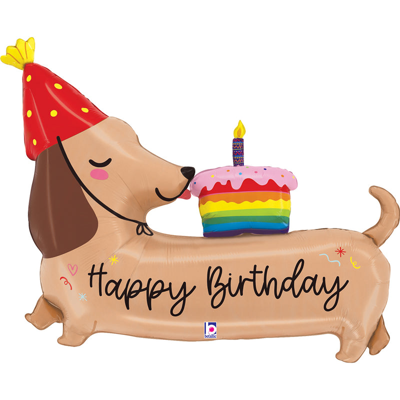 Shape Folienballon "Happy Birthday" Hund | 109 cm