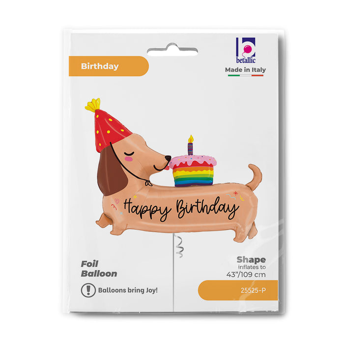Shape Folienballon "Happy Birthday" Hund | 109 cm