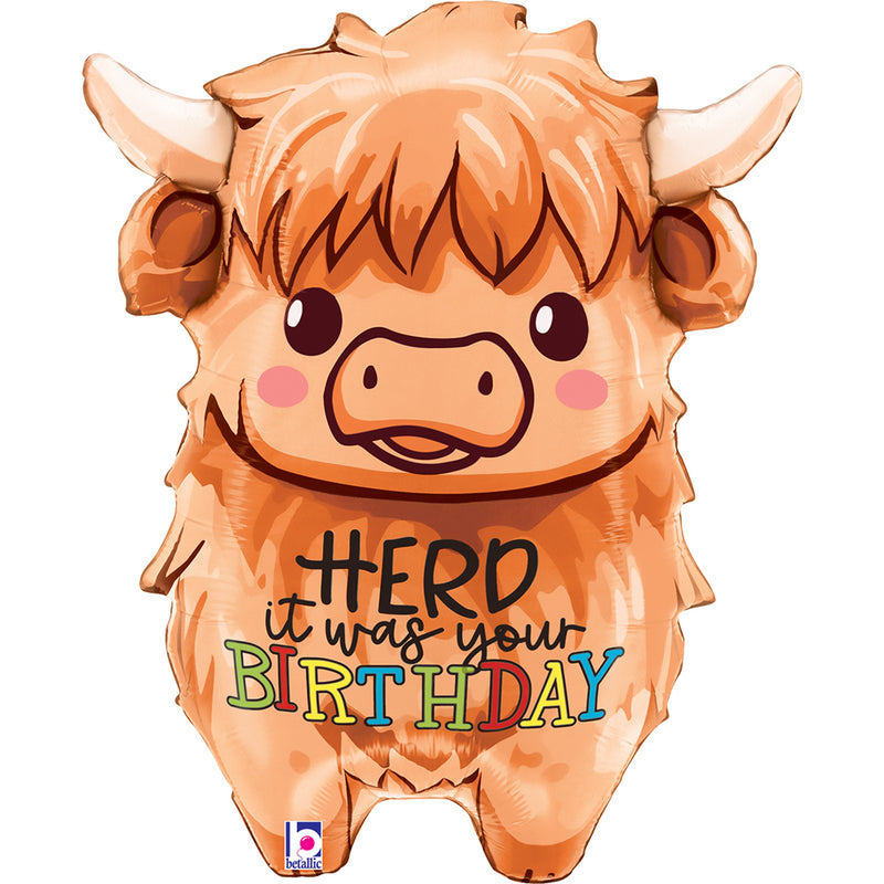 Shape Folienballon "Herd it was your Birthday" Kuh | 69 cm