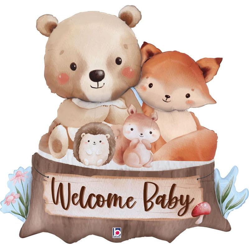 34" Folienballon Shape Woodland Welcome Baby | 86 cm