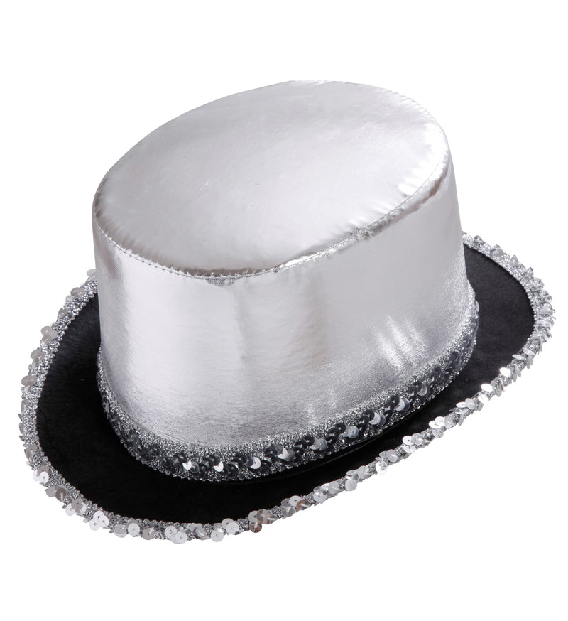 Zylinder "Showtime" mit Pailletten | Silber
