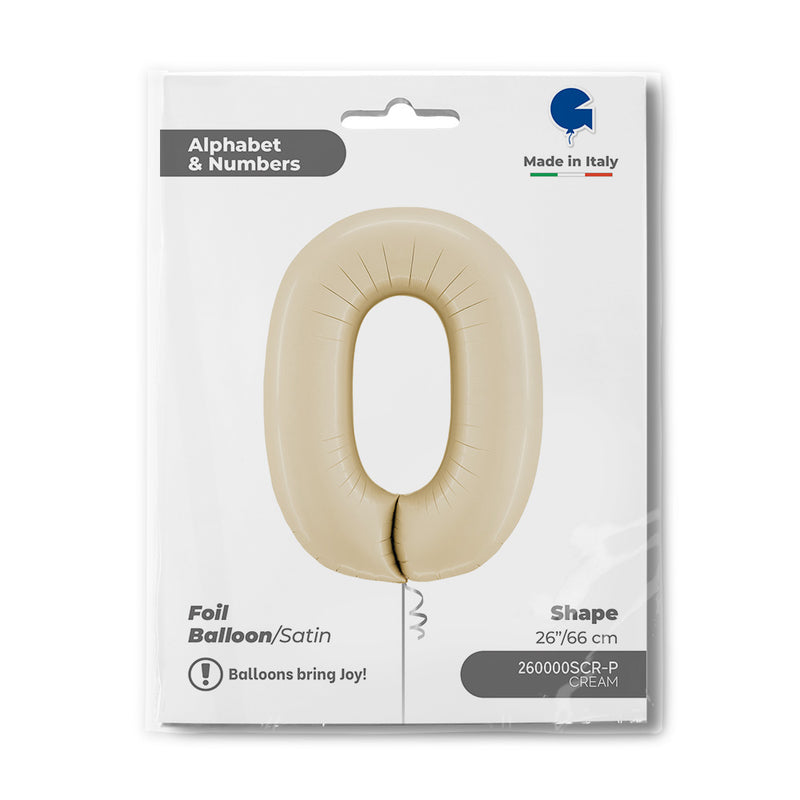 Riesenzahl Folienballon 26"/66cm | Satin Cream #0