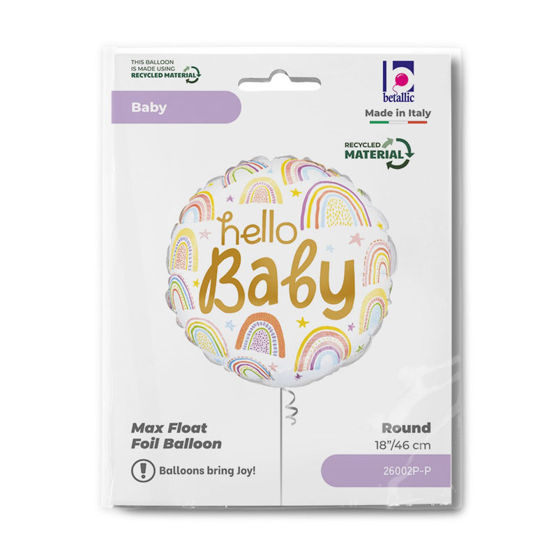 18"/Ø46cm Folienballon Regenbogen "Hello Baby"