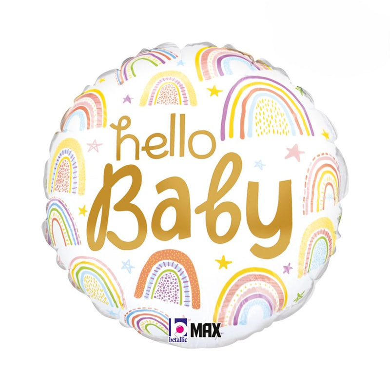 18"/Ø46cm Folienballon Regenbogen "Hello Baby"