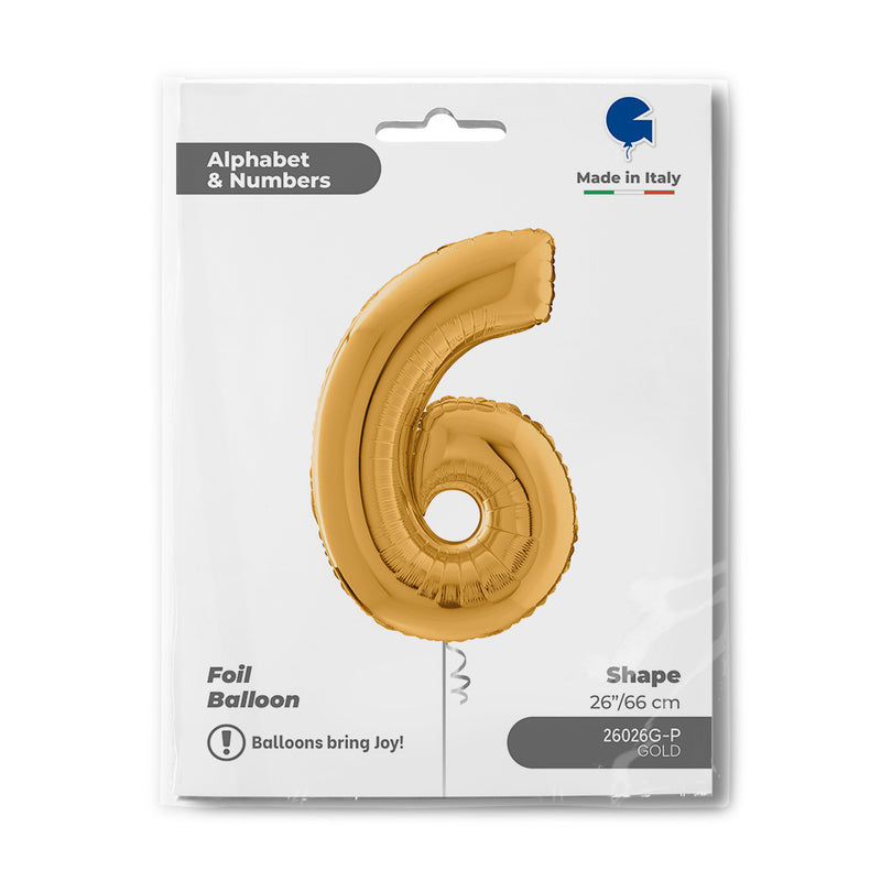 Riesenzahl Folienballon 26"/66cm | Gold #6