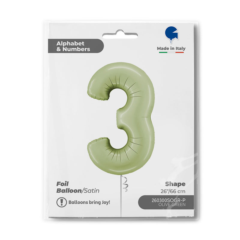Riesenzahl Folienballon 26"/66cm | Satin Olive #3
