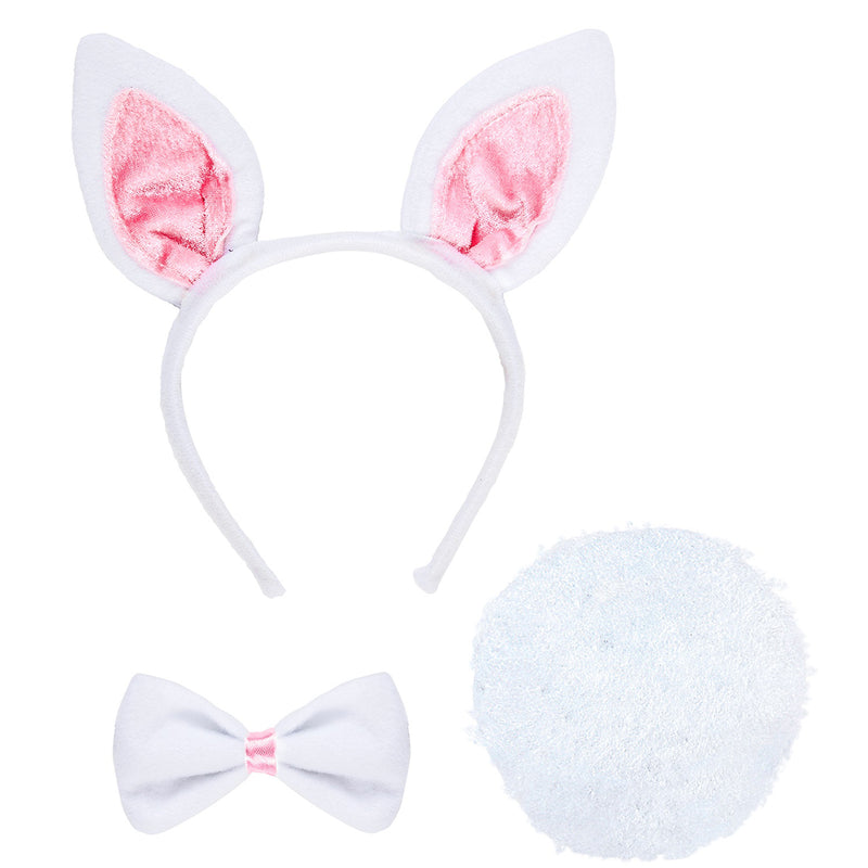Hase Kostüm Set 3-tlg. mit Haarreif | Weiß Rosa
