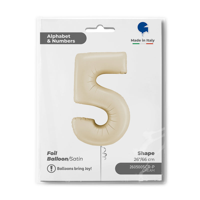 Riesenzahl Folienballon 26"/66cm | Satin Cream #5