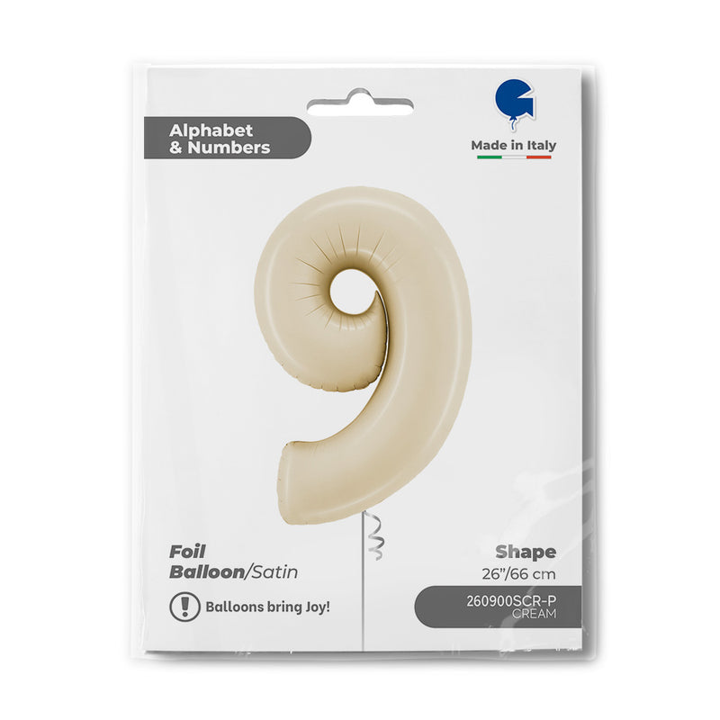 Riesenzahl Folienballon 26"/66cm | Satin Cream #9