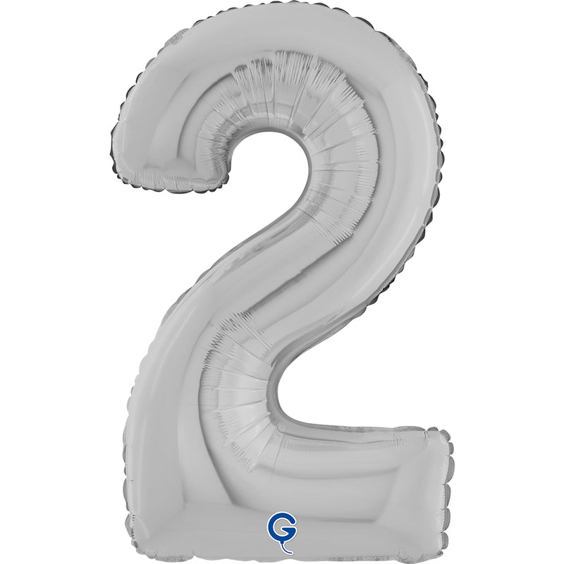 Riesenzahl Folienballon 26"/66cm | Silber #2