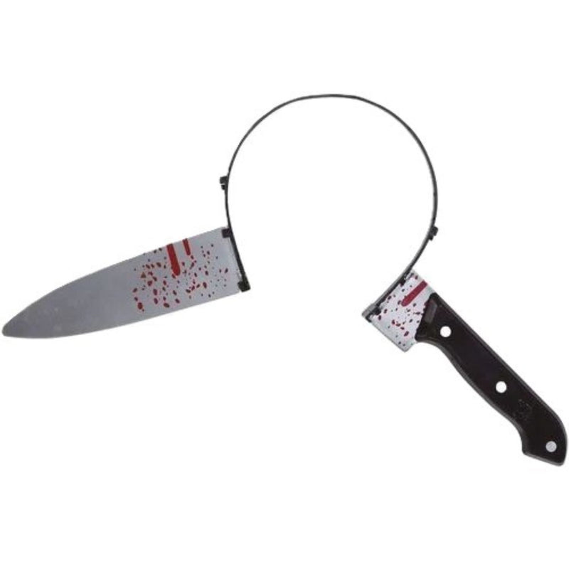 Halloween Haarreif "Messer im Kopf" | mit Blutspritzern