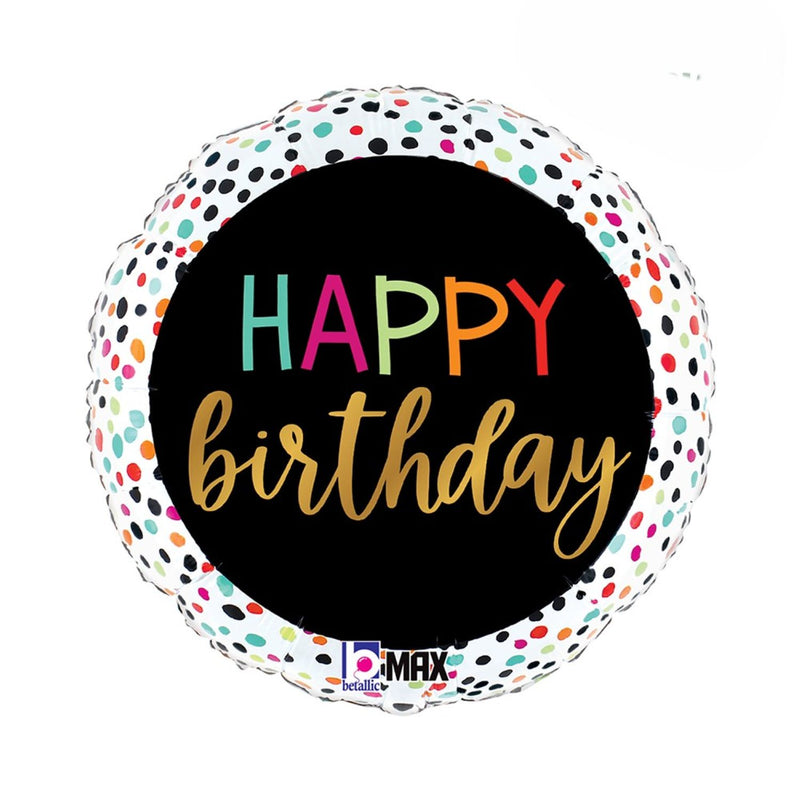 18"/Ø46cm Folienballon "Happy Birthday" Dots